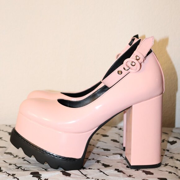 Lamoda Hot Pink Evil Attraction Mary Jane Platforms - Picture 1 of 5
